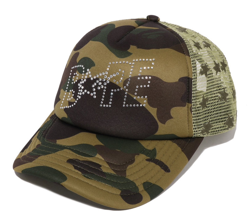 A BATHING APE Ladies' 1ST CAMO CRYSTAL STONE BAPE STA LOGO MESH CAP