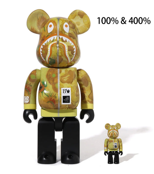 A BATHING APE BAPE x MEDICOM TOY VGH SUNFLOWER SHARK BE@RBRICK 100%&400% SET