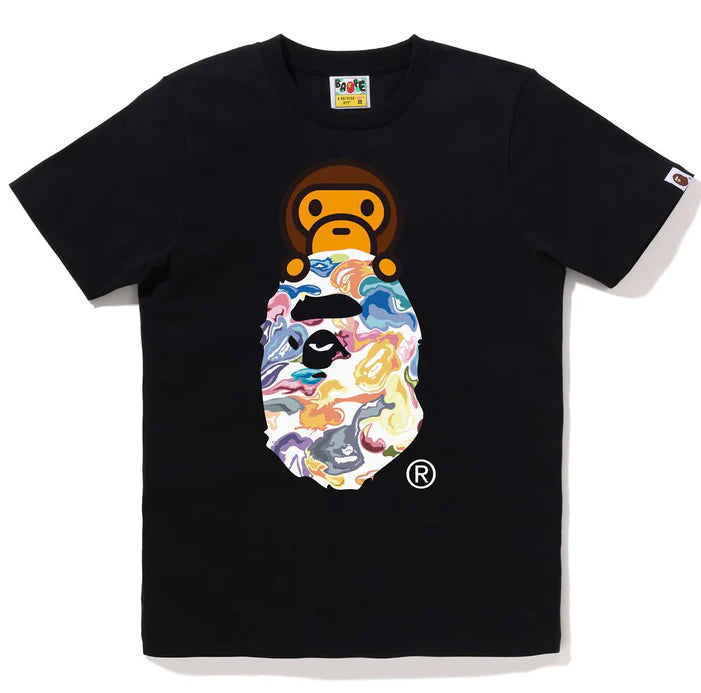 A BATHING APE Ladies' ART CAMO MILO ON APE HEAD TEE