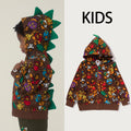 A BATHING APE BAPE KIDS MILO MULTI DINOSAURS PATTERN ZIP HOODIE