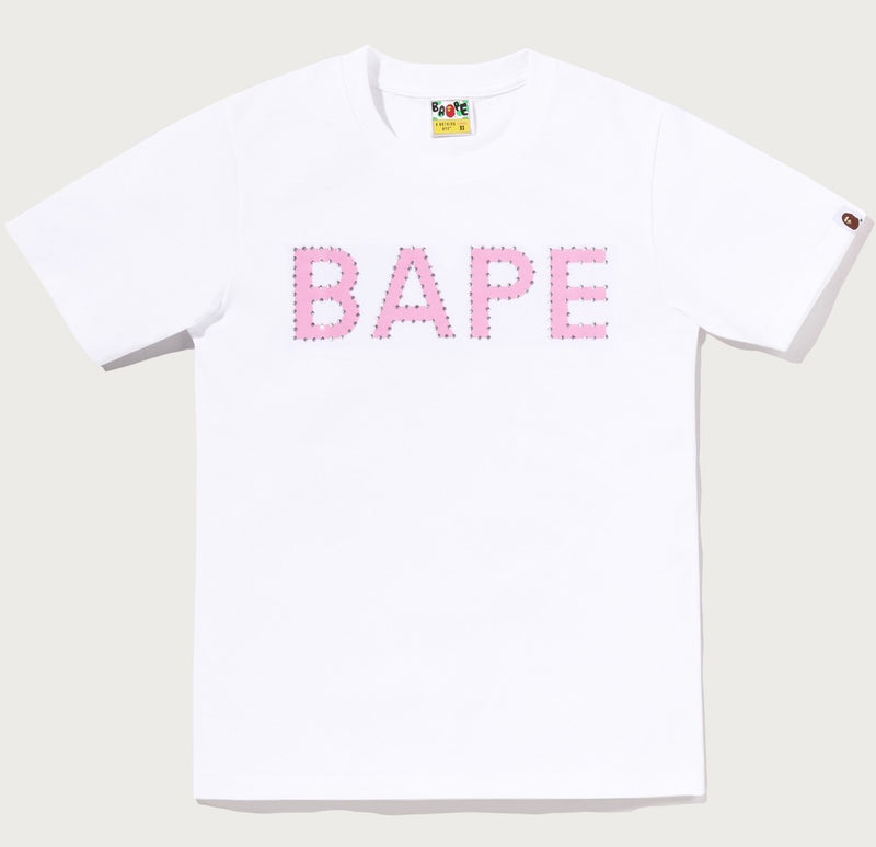 A BATHING APE Ladies' CRYSTAL STONE BAPE LOGO TEE