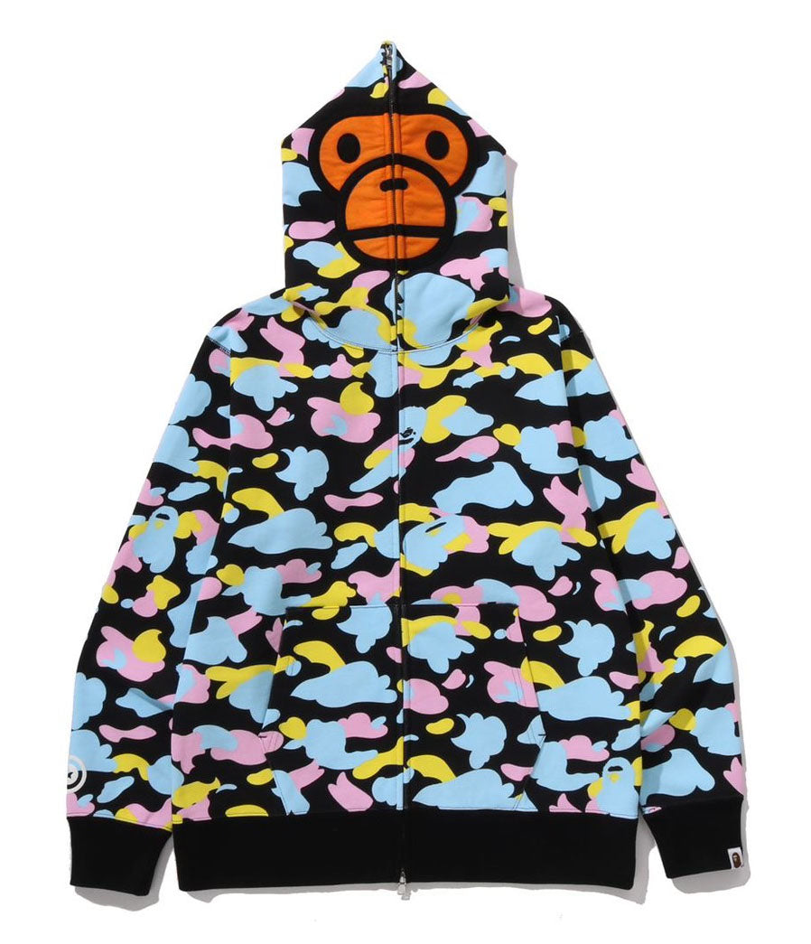 A BATHING APE NEW MULTI CAMO BABY MILO REGULAR FIT FULL ZIP HOODIE