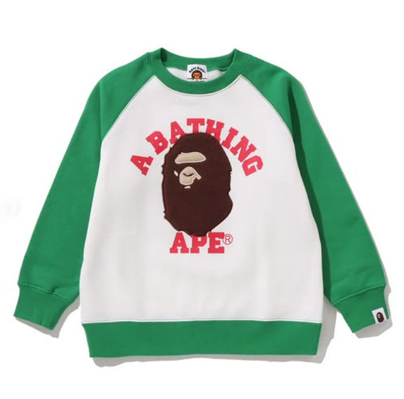 A BATHING APE BAPE KIDS BOA COLLEGE CREWNECK SWEATSHIRT