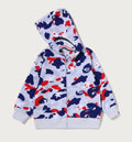 A BATHING APE BAPE KIDS STA STRIKE CAMO SHARK ZIP HOODIE
