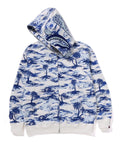 A BATHING APE PLAM TREE CAMO RELAXED FIT SHARK FULL ZIP HOODIE