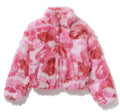 A BATHING APE Ladies' ABC CAMO ONE POINT METALLIC LONG FUR JACQUARD DOWN JACKET
