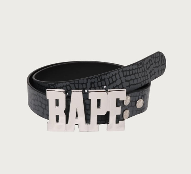 A BATHING APE CROC PATTERN LEATHER BELT