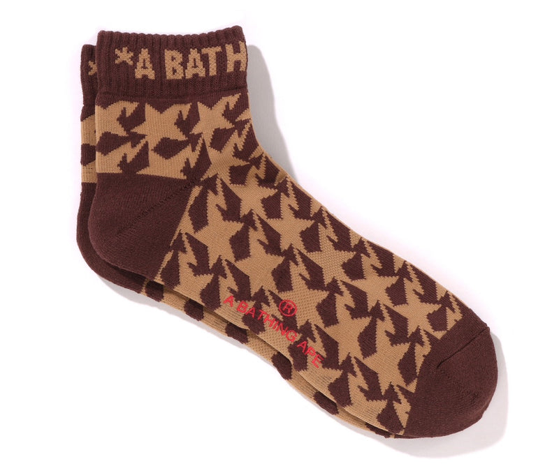 A BATHING APE STA HOUNDSTOOTH JACQUARD SHORT SOCKS