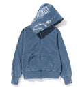 A BATHING APE Ladies' INDIGO SHARK FULL ZIP HOODIE ( WIDE FIT )