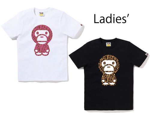 A BATHING APE Ladies' BAPE LEOPARD BIG BABY MILO TEE