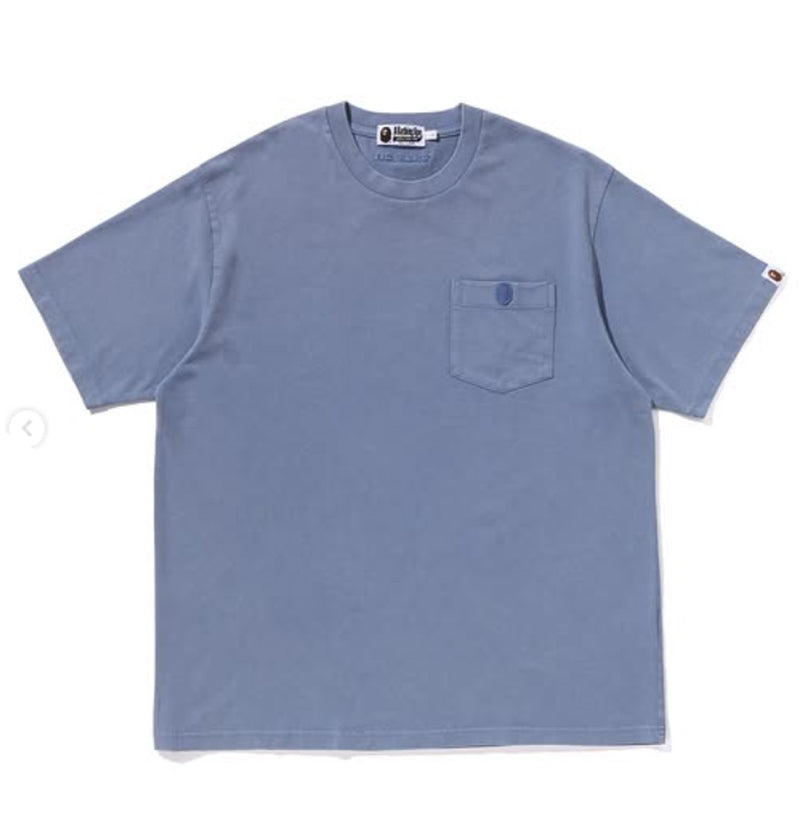 A BATHING APE GARMENT DYE ONE POINT RELAXED FIT POCKET TEE