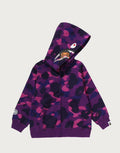 A BATHING APE BAPE KIDS COLOR CAMO MILO SHARK ZIP HOODIE