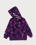 A BATHING APE BAPE KIDS COLOR CAMO MILO SHARK ZIP HOODIE