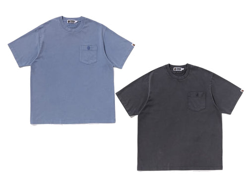 A BATHING APE GARMENT DYE ONE POINT RELAXED FIT POCKET TEE