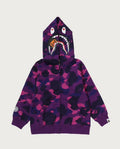 A BATHING APE BAPE KIDS COLOR CAMO MILO SHARK ZIP HOODIE