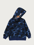 A BATHING APE BAPE KIDS COLOR CAMO MILO SHARK ZIP HOODIE