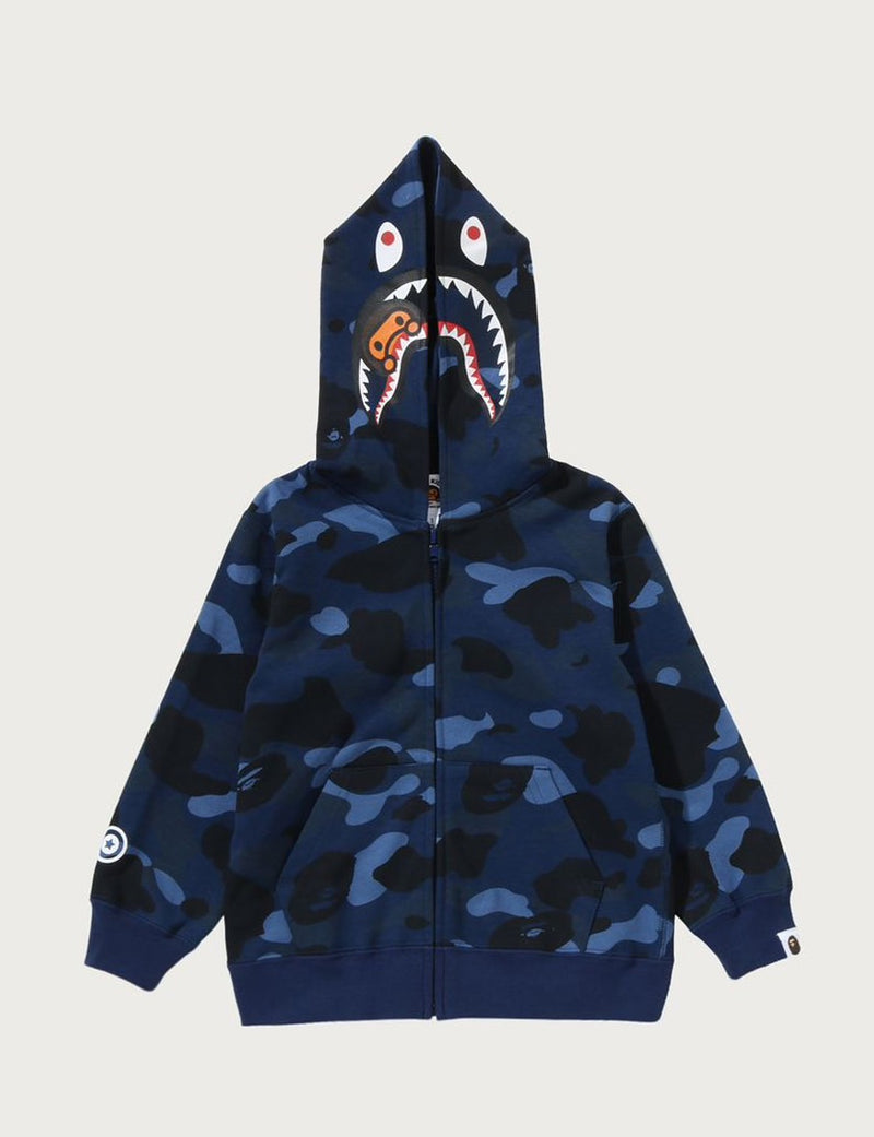 A BATHING APE BAPE KIDS COLOR CAMO MILO SHARK ZIP HOODIE