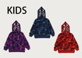 A BATHING APE BAPE KIDS COLOR CAMO MILO SHARK ZIP HOODIE