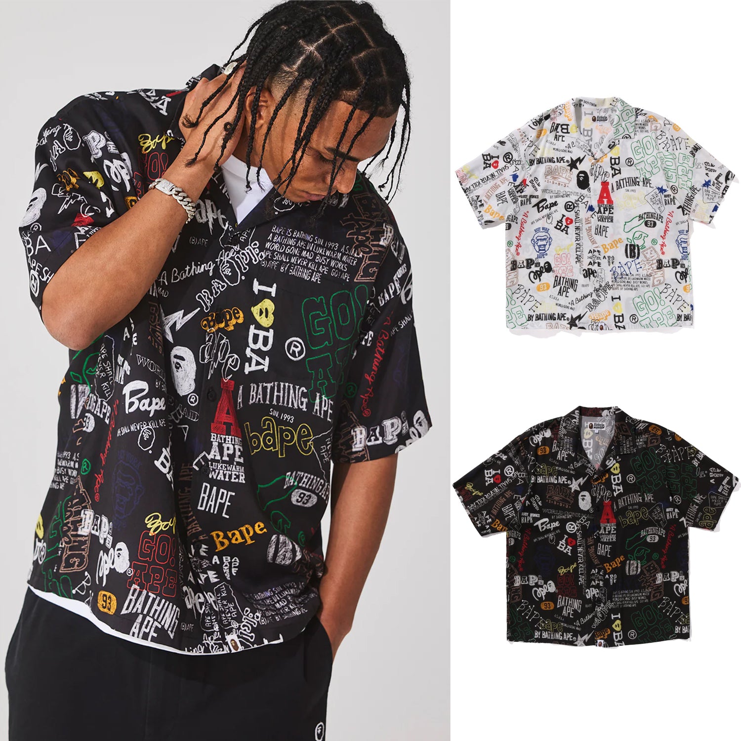 BAPE Japanese Motif Relaxed Fit S/S Shirt Black