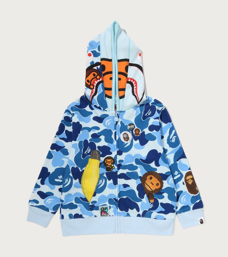 A BATHING APE BAPE KIDS ABC CAMO TROMPE L'OEIL ZIP HOODIE