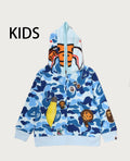 A BATHING APE BAPE KIDS ABC CAMO TROMPE L'OEIL ZIP HOODIE