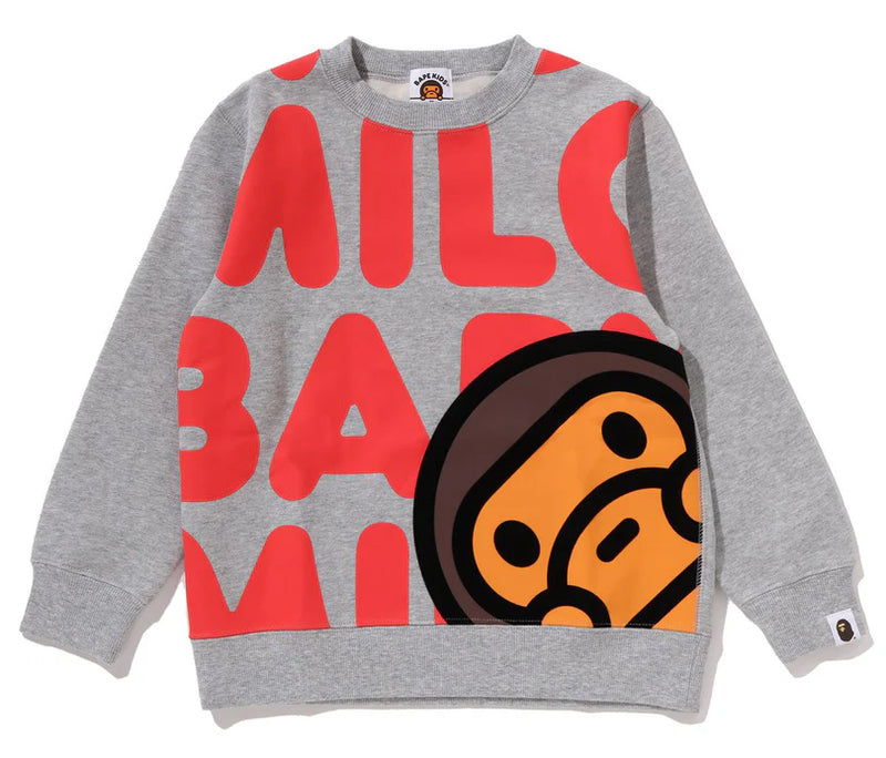 A BATHING APE BAPE KIDS BIG BABY MILO CREWNECK SWEATSHIRT