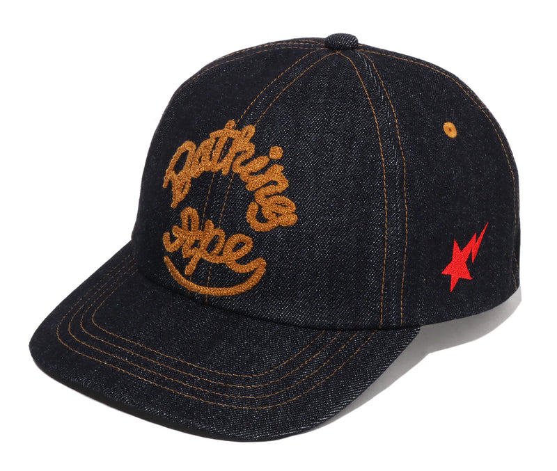 A BATHING APE JAPAN DENIM COLLECTION LOGO WASHED DENIM CAP