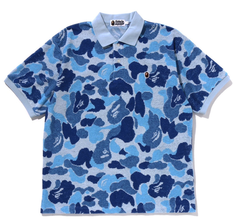 A BATHING APE ABC CAMO PILE JACQUARD RELAXED FIT POLO SHIRT