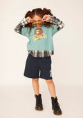 A BATHING APE BAPE KIDS BAPE CHECK SHIRT LAYERED BATHING APE PULLOVER HOODIE
