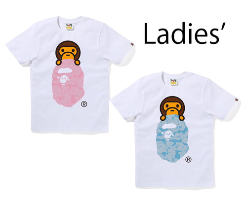 A BATHING APE Ladies' SOLID CAMO MILO ON APE HEAD TEE