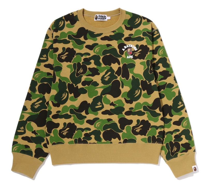 A BATHING APE Ladies' ABC CAMO COLLEGE CREWNECK SWEAT SHIRT