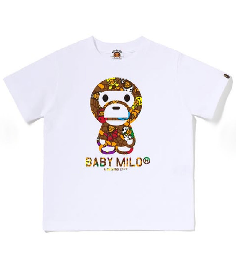 A BATHING APE BAPE KIDS MILO MULTI DINOSAURS PATTERN BABY MILO TEE