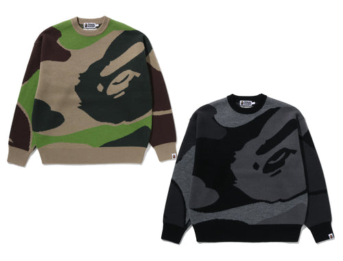 A BATHING APE MEGA ABC CAMO KNIT CREWNECK SWEATSHIRT