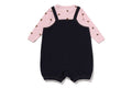 A BATHING APE BAPE KIDS BABY MILO MONOGRAM SALOPETTE LAYERED ROMPERS