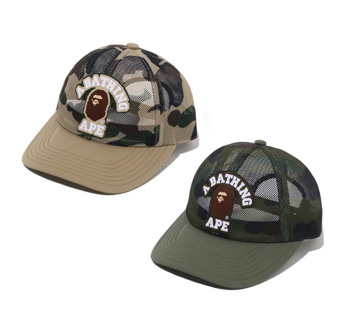 A BATHING APE 1ST CAMO COLLEGE PATCHED MESH CAP