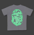 A BATHING APE BAPE KIDS GLOW IN THE DARK CAMO NIG APE HEAD TEE