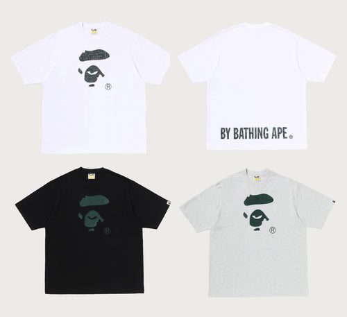 A BATHING APE CROC PATTERN APE FACE RELAXED FIT TEE