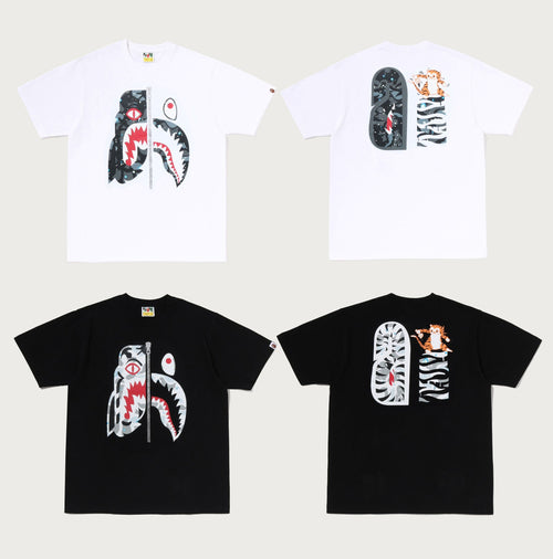 A BATHING APE SPACE CAMO TIGER SHARK TEE