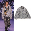A BATHING APE TONAL SOLID CAMO METAL APE HEAD ONE POINT FLEECE JACKET