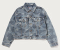 A BATHING APE Ladies' SOLID CAMO JACQUARD DENIM BOXY CROPPED JACKET