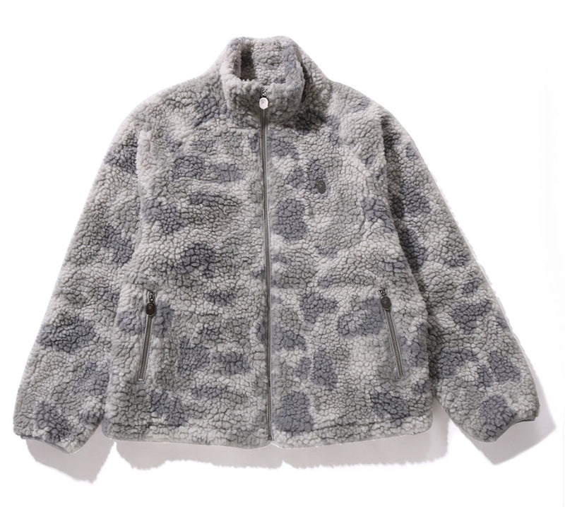 A BATHING APE TONAL SOLID CAMO METAL APE HEAD ONE POINT FLEECE JACKET