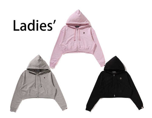 A BATHING APE Ladies' APE HEAD ONE POINT CROPPED ZIP HOODIE