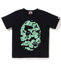 A BATHING APE BAPE KIDS GLOW IN THE DARK CAMO NIG APE HEAD TEE