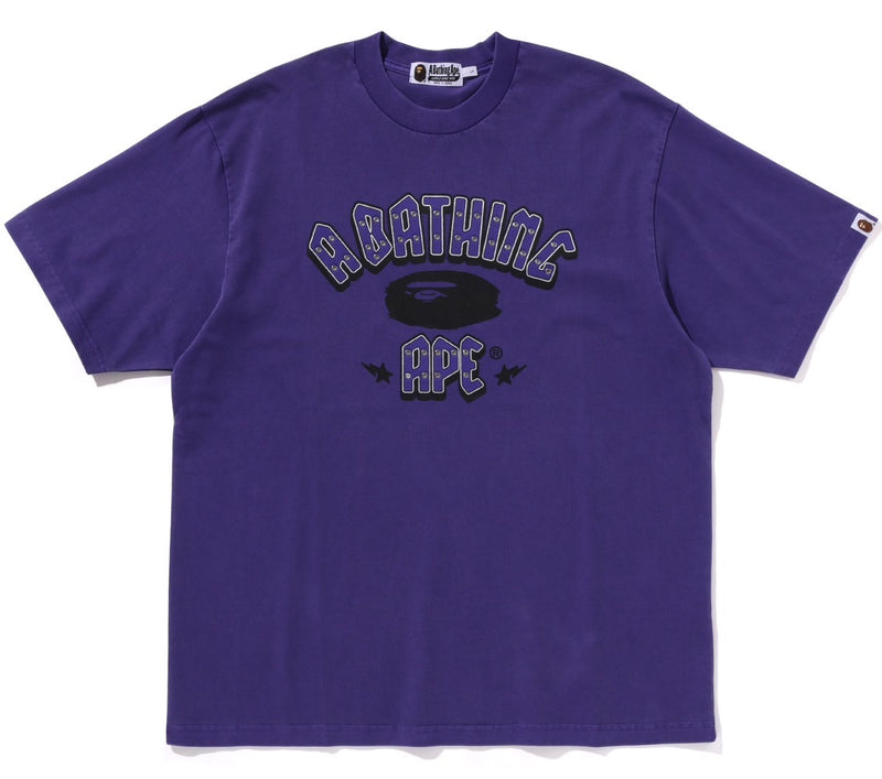A BATHING APE GARMENT DYE RHINESTONE LOGO RELAXED FIT TEE