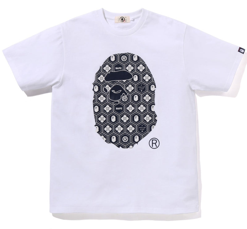 A BATHING APE TRADITIONAL JAPAN PATTERN APE HEAD TEE