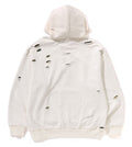 A BATHING APE DESTROYED COLLEGE RELAXED FIT LAYERED PULLOVER HOODIE