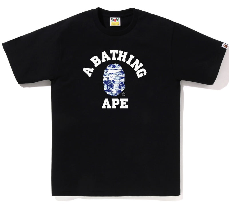 A BATHING APE PALM TREE CAMO COLLEGE TEE