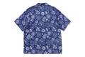 A BATHING APE JAPANESE INDIGO ART CAMO OPEN COLLAR SS SHIRT