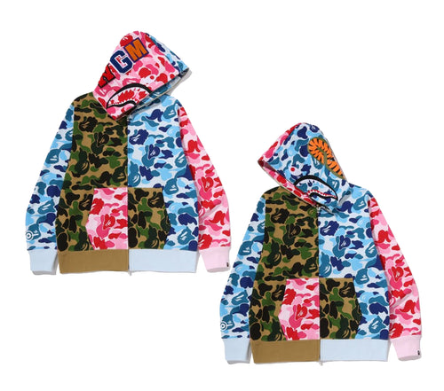 A BATHING APE ABC CAMO CRAZY SHARK FULL ZIP HOODIE