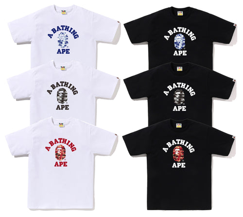 A BATHING APE PALM TREE CAMO COLLEGE TEE